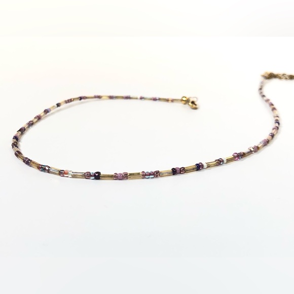 Handmade Beaded Jewelry Necklace Choker Bracelet Anklet Multicolor Gold - Picture 3 of 5